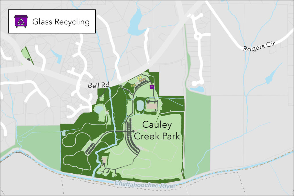 Cauley creek glass recycling map