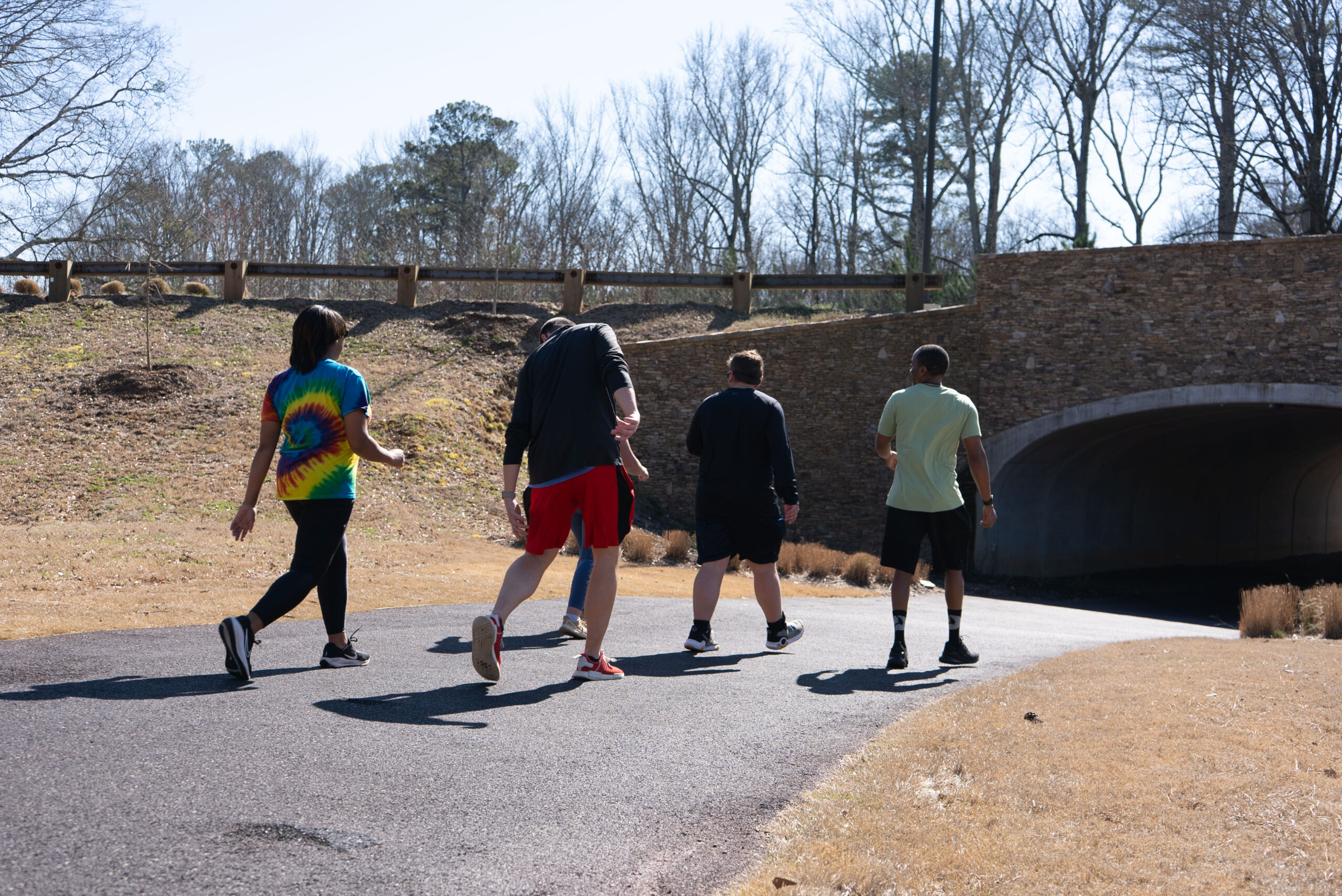 Group of people walking in the park